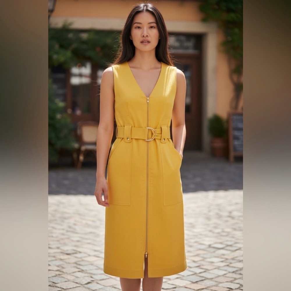 Diane VoYellow Belted Dress